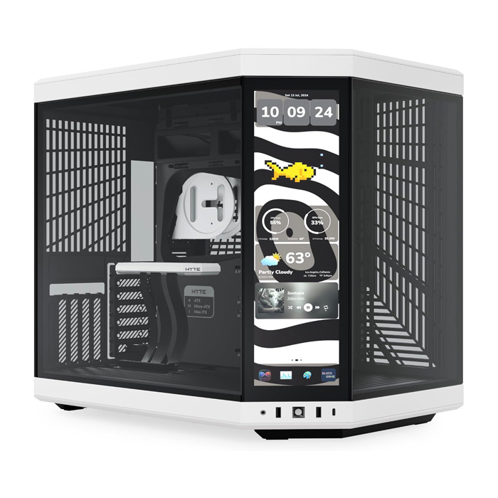 HYTE Y70 Touch Infinite Modern - Integrated 2.5K LCD Touchscreen Screen Display - (Black-White)