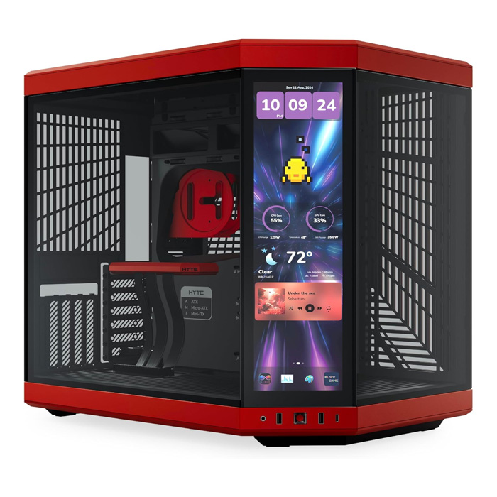 HYTE Y70 Touch Infinite Modern - Integrated 2.5K LCD Touchscreen Screen Display - (Cherry-Red)