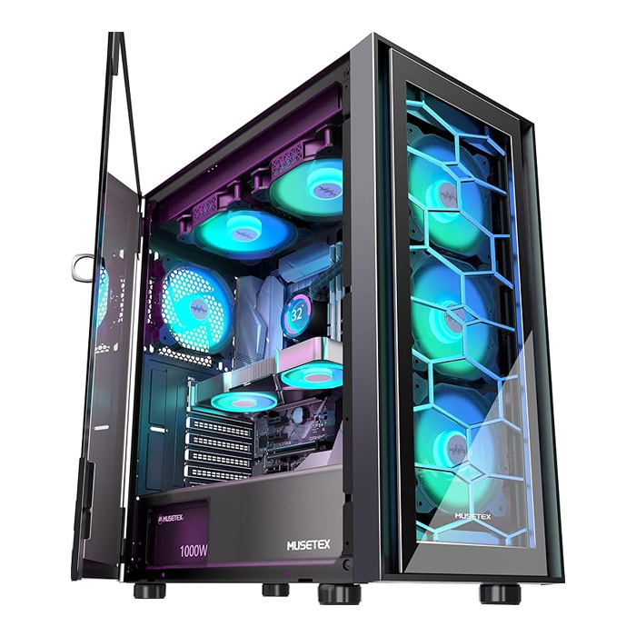 MUSETEX ATX PC Case, 6 PWM ARGB