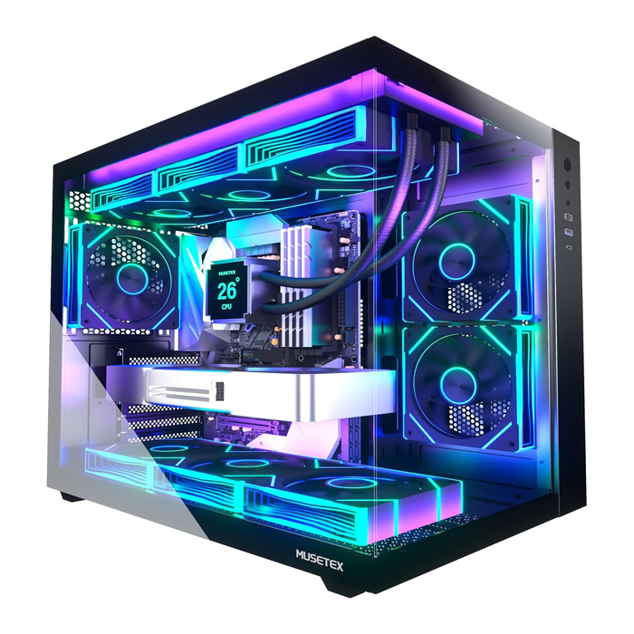 MUSETEX ATX PC Case,6 PWM - Mid Tower